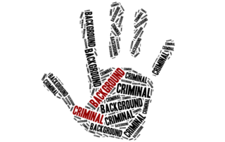 Word cloud illustration of criminal background check